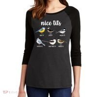 Funny Nice Tits Birds Women's Tri-Blend 3/4-Sleeve Raglan Shirt thumb 2