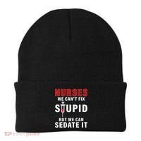 Funny Nurse Can't Fix Stupid Beanie thumb 0