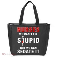 Funny Nurse Can't Fix Stupid Tote Bag thumb 0