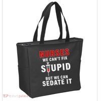 Funny Nurse Can't Fix Stupid Tote Bag thumb 2