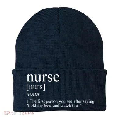 Funny Nurse Definition Beanie