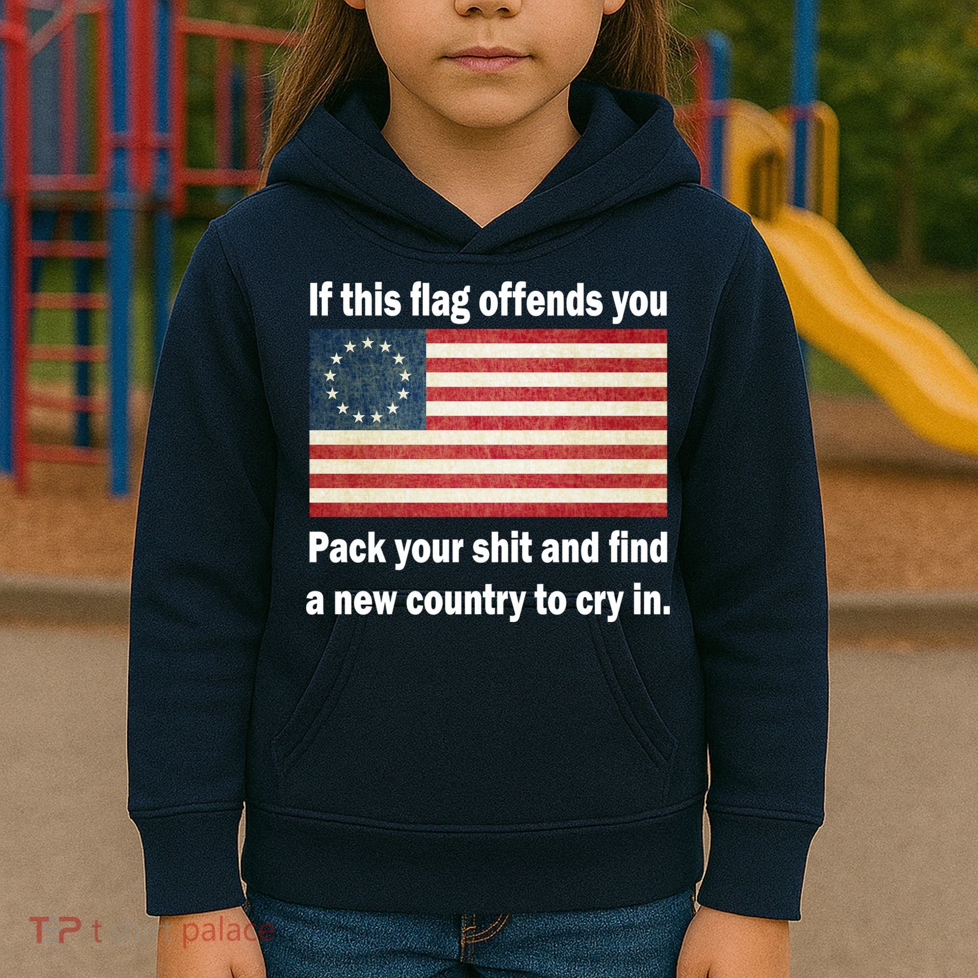 Funny Offensive Betsy Ross Flag Kids Hoodie