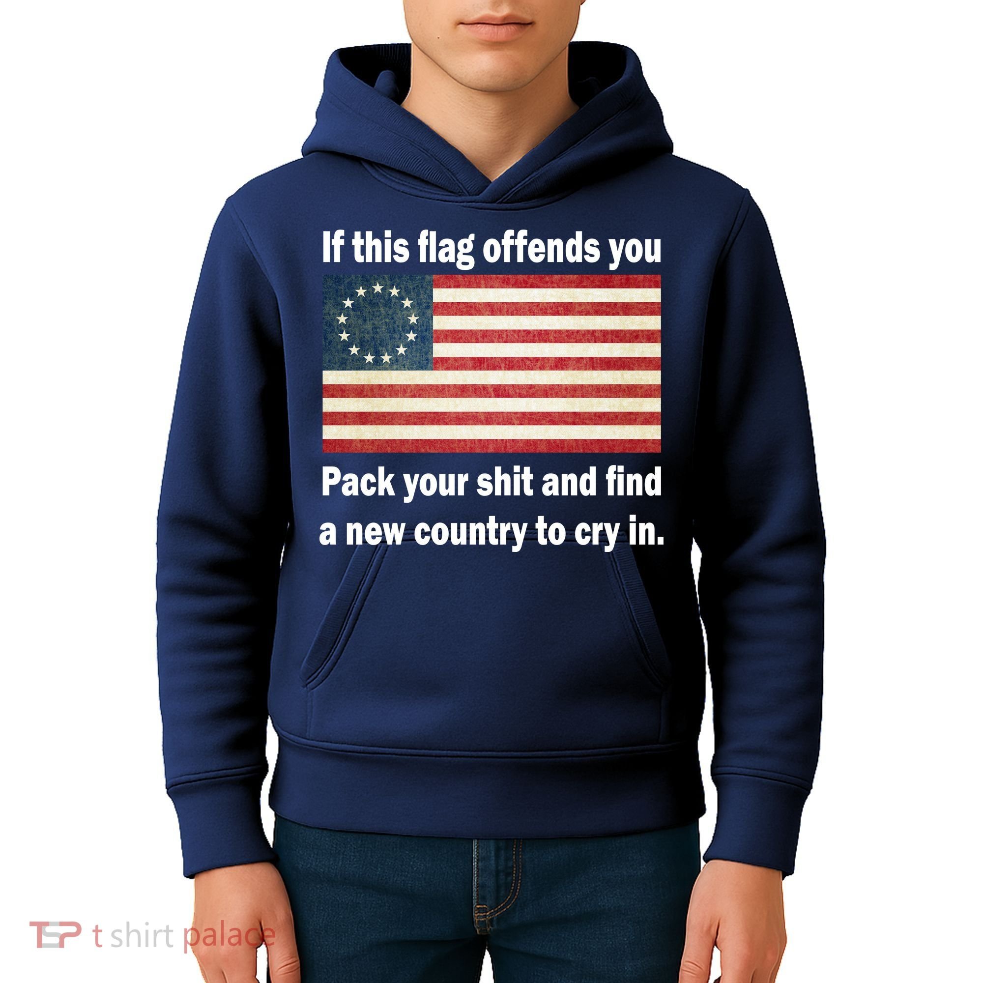 Funny Offensive Betsy Ross Flag Kids Hoodie