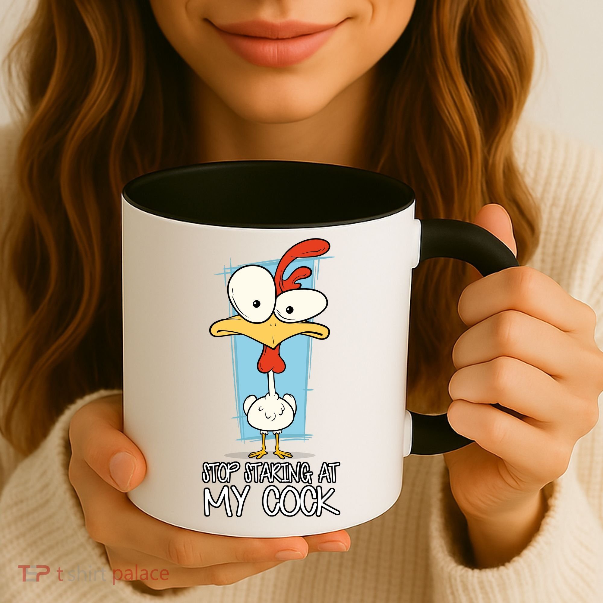 Funny Offensive Stop Staring At My Cock Coffee Mug