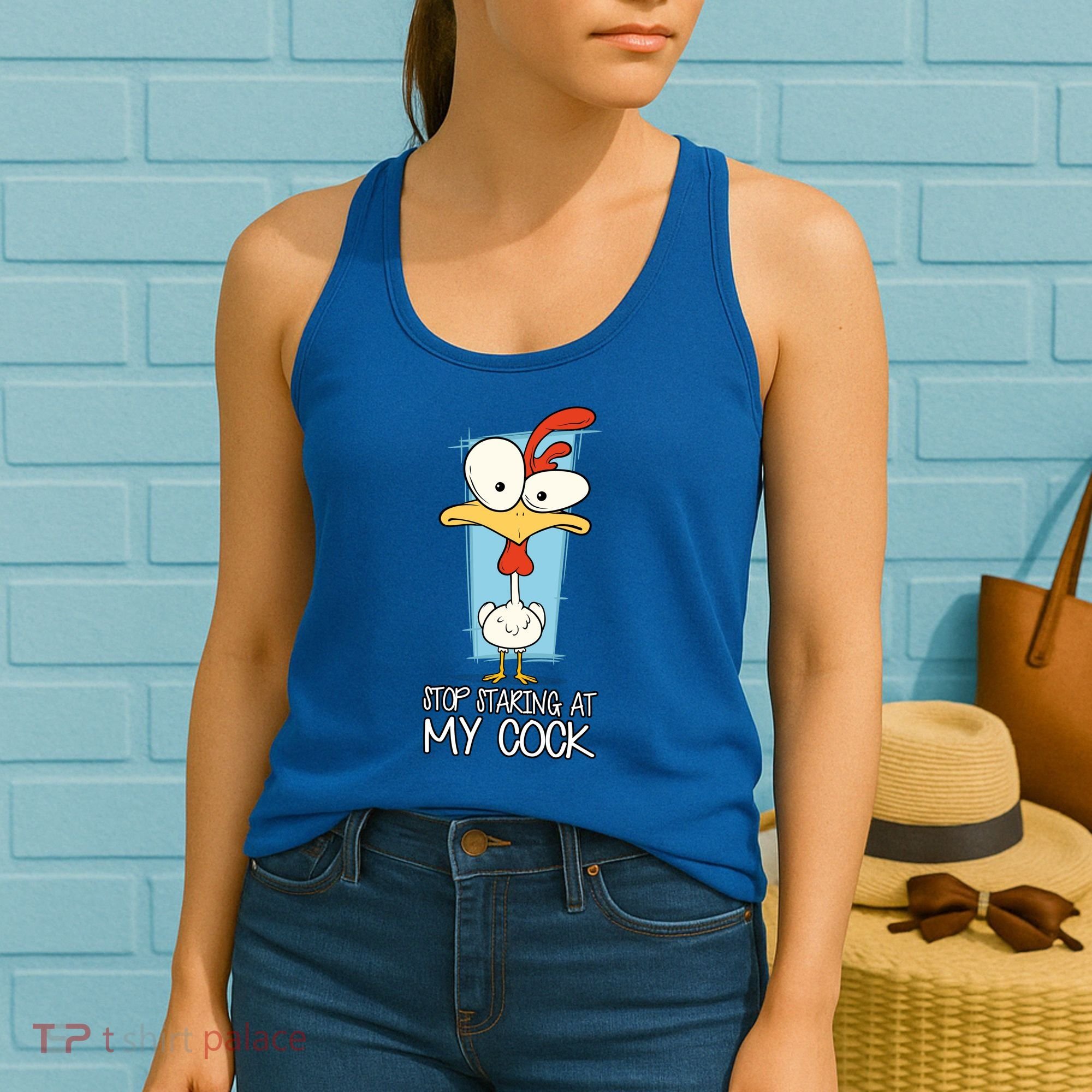 Funny Offensive Stop Staring At My Cock Women's Tank Top