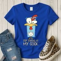 Funny Offensive Stop Staring At My Cock Women's T-Shirt thumb 3