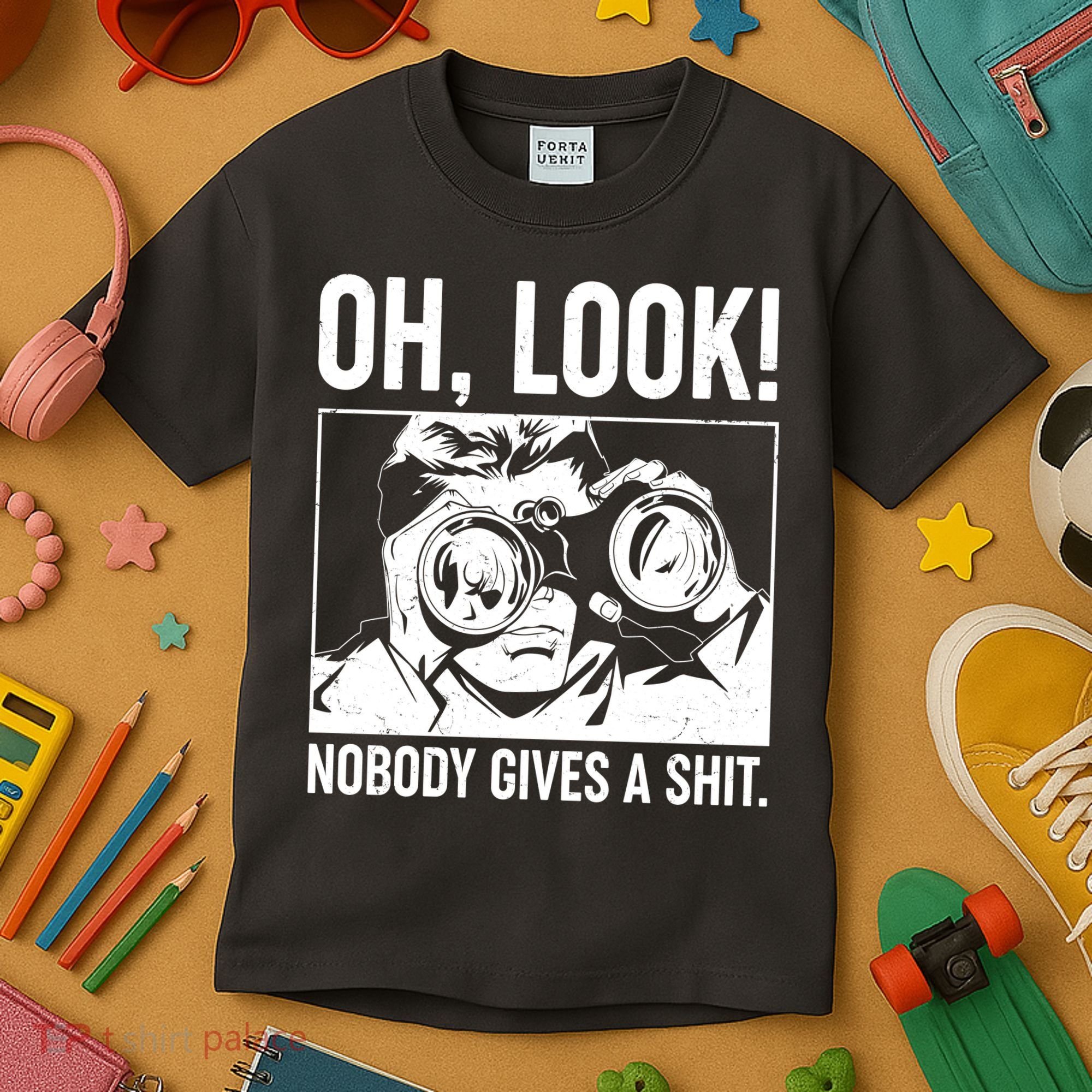 Funny Oh Look Nobody Gives A Shit Kids T-Shirt