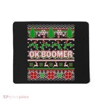 Funny OK Boomer Ugly Christmas Mousepad thumb 0