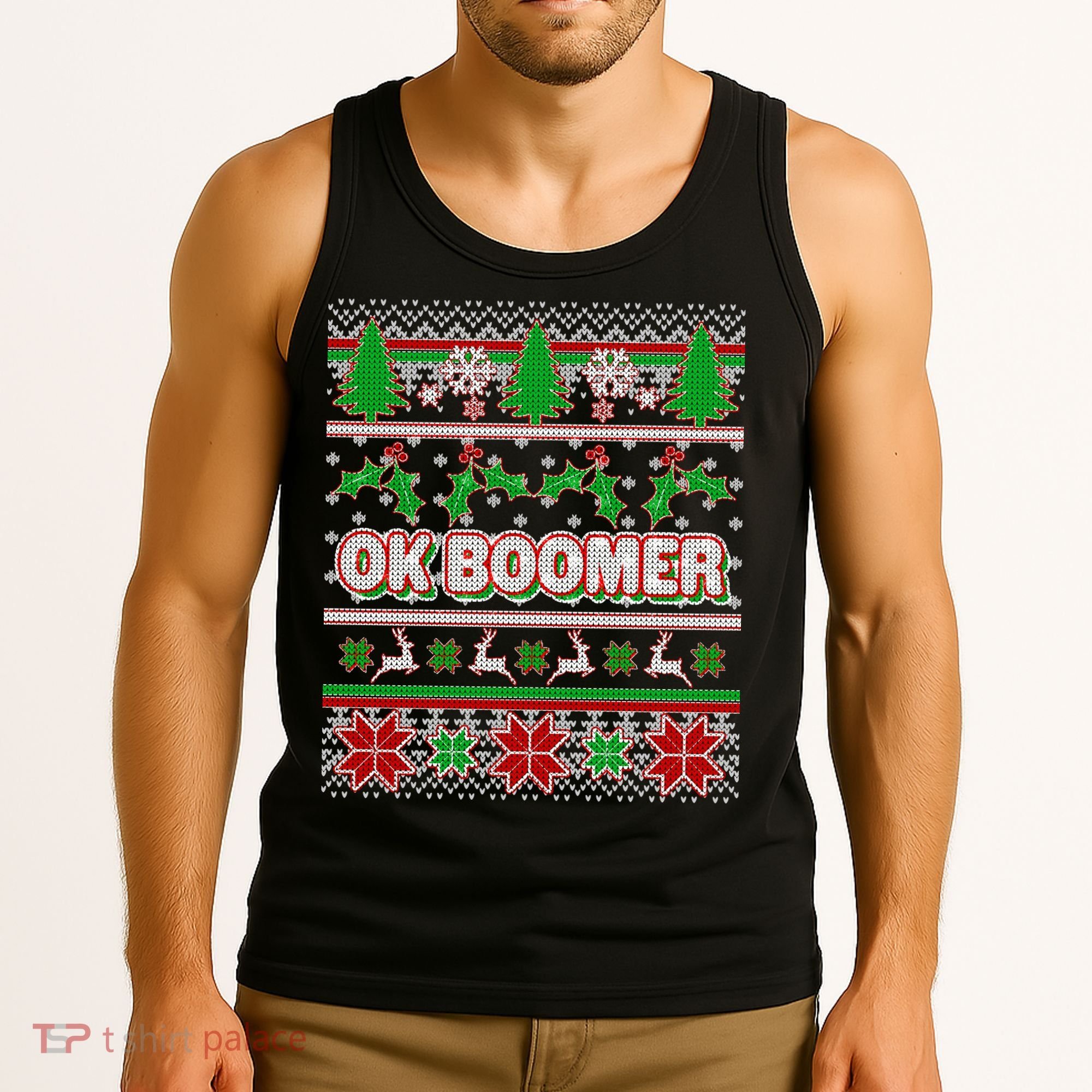 Funny OK Boomer Ugly Christmas Tank Top