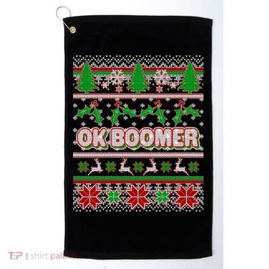 Funny OK Boomer Ugly Christmas Golf Towel