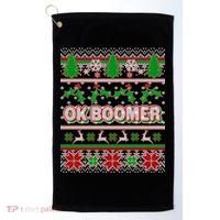 Funny OK Boomer Ugly Christmas Golf Towel thumb 0