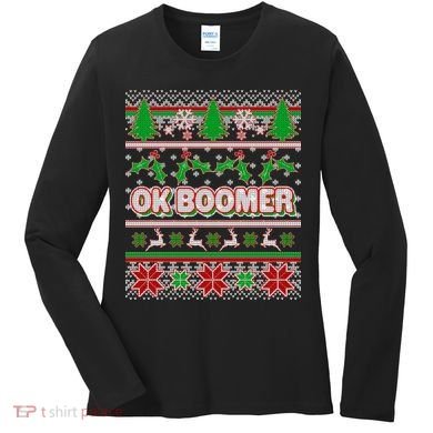 Funny OK Boomer Ugly Christmas Women's Long Sleeve Shirt