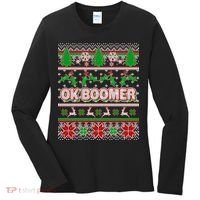 Funny OK Boomer Ugly Christmas Women's Long Sleeve Shirt thumb 0