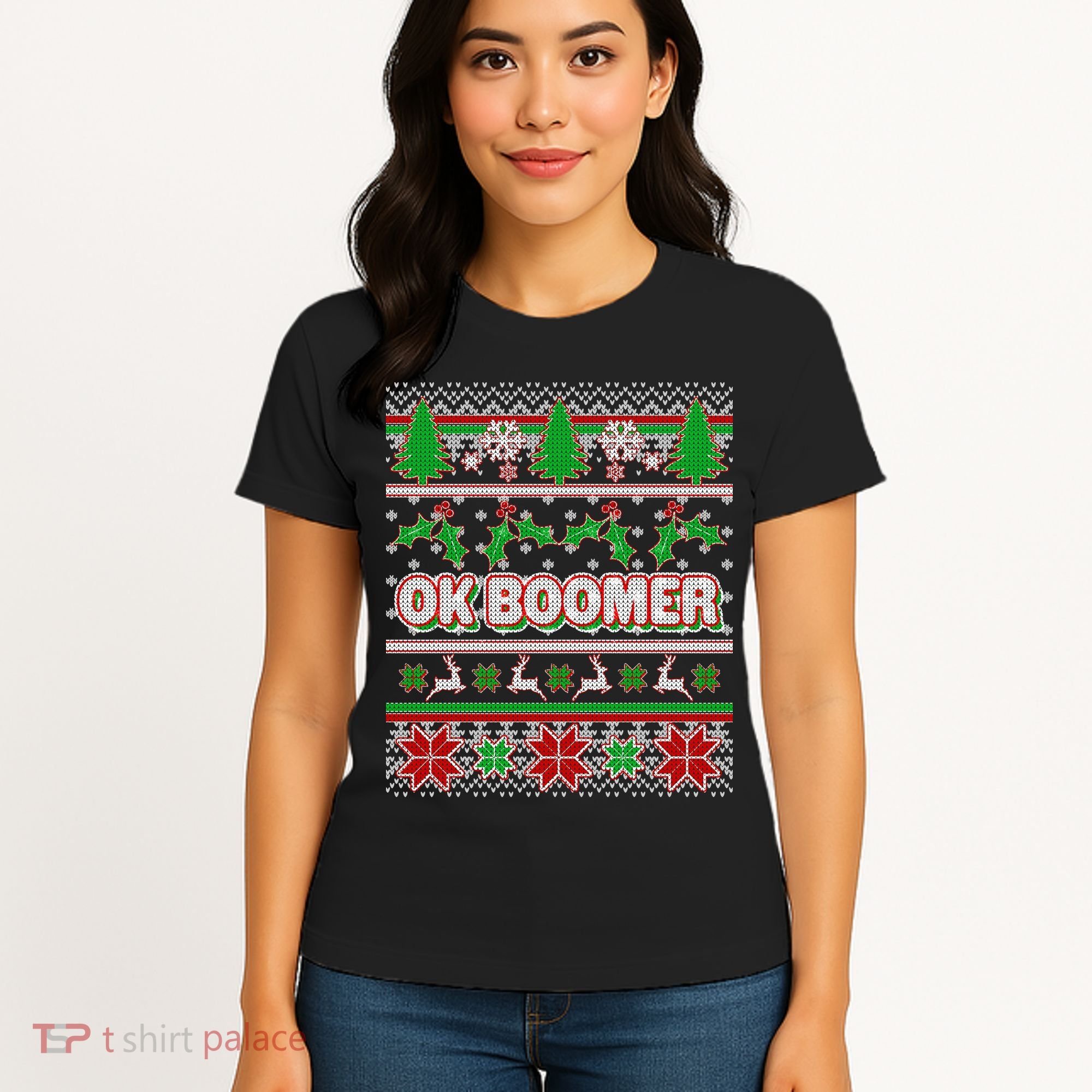 Funny OK Boomer Ugly Christmas Women's T-Shirt