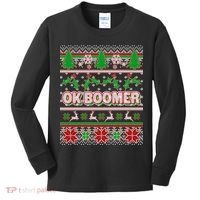 Funny OK Boomer Ugly Christmas Kids Long Sleeve Shirt thumb 0