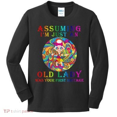 Funny Old Lady Kids Long Sleeve Shirt
