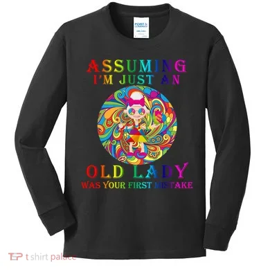 Funny Old Lady Kids Long Sleeve Shirt