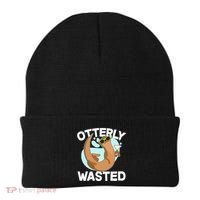 Funny Otterly Wasted Drunk Otter Beanie thumb 0