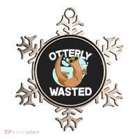 Funny Otterly Wasted Drunk Otter Ornament thumb 0