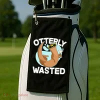 Funny Otterly Wasted Drunk Otter Golf Towel thumb 2