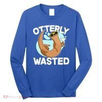 Funny Otterly Wasted Drunk Otter Long Sleeve Shirt thumb 0