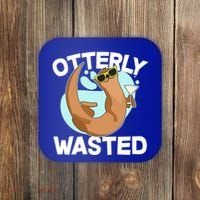 Funny Otterly Wasted Drunk Otter Coaster thumb 0