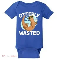 Funny Otterly Wasted Drunk Otter Baby Bodysuit thumb 0