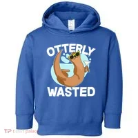 Funny Otterly Wasted Drunk Otter Toddler Hoodie thumb 0