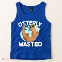 Funny Otterly Wasted Drunk Otter Tank Top thumb 2