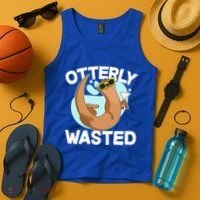 Funny Otterly Wasted Drunk Otter Tank Top thumb 4