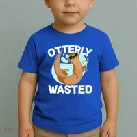 Funny Otterly Wasted Drunk Otter Toddler T-Shirt thumb 2