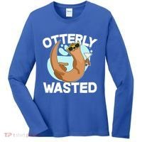 Funny Otterly Wasted Drunk Otter Women's Long Sleeve Shirt thumb 0