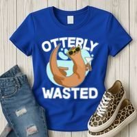 Funny Otterly Wasted Drunk Otter Women's T-Shirt thumb 3