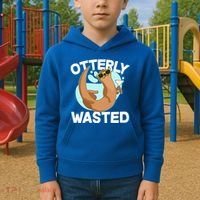 Funny Otterly Wasted Drunk Otter Kids Hoodie thumb 2