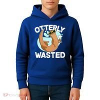 Funny Otterly Wasted Drunk Otter Kids Hoodie thumb 4