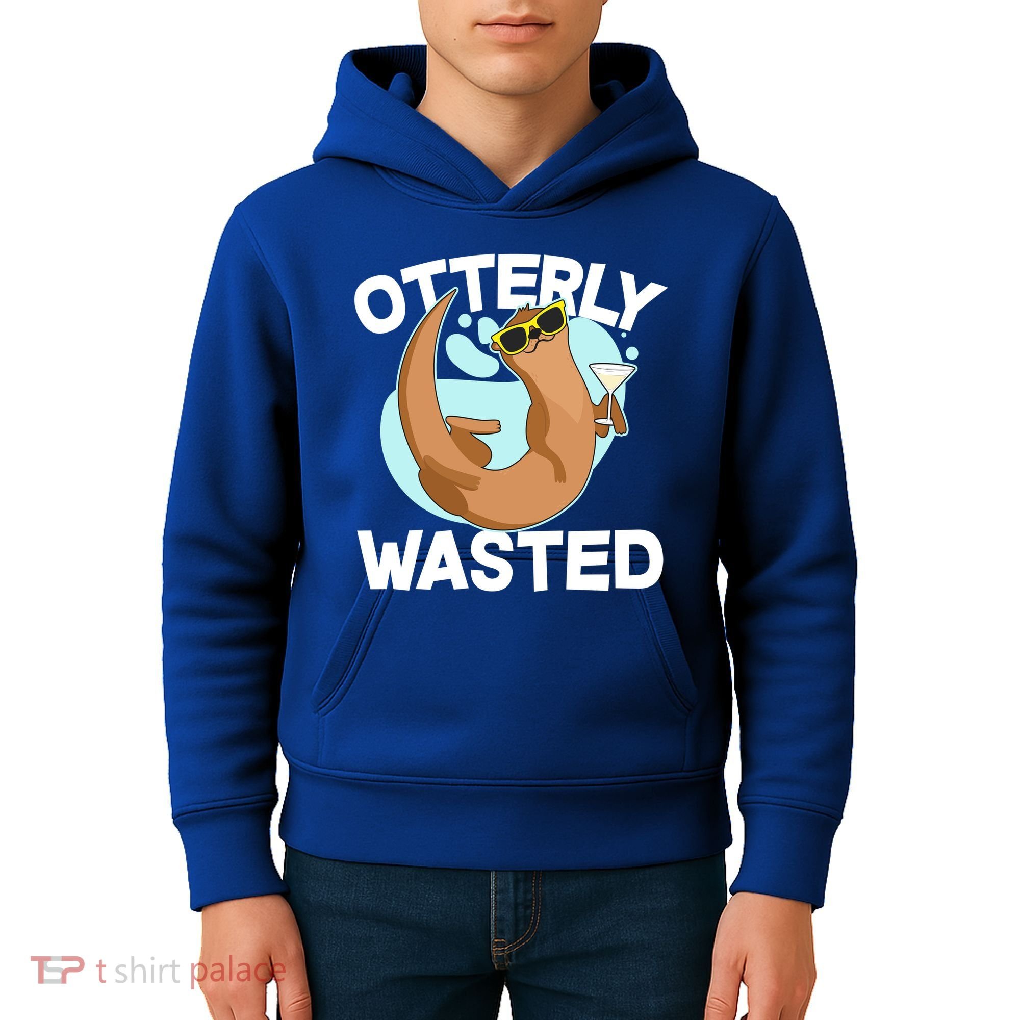 Funny Otterly Wasted Drunk Otter Kids Hoodie