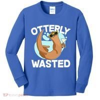Funny Otterly Wasted Drunk Otter Kids Long Sleeve Shirt thumb 0
