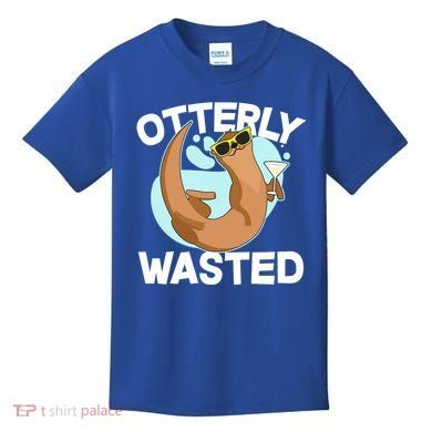 Funny Otterly Wasted Drunk Otter Kids T-Shirt