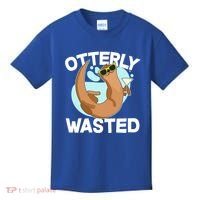 Funny Otterly Wasted Drunk Otter Kids T-Shirt thumb 0