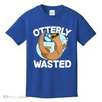 Funny Otterly Wasted Drunk Otter Kids T-Shirt thumb 0