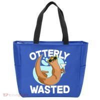 Funny Otterly Wasted Drunk Otter Tote Bag thumb 0