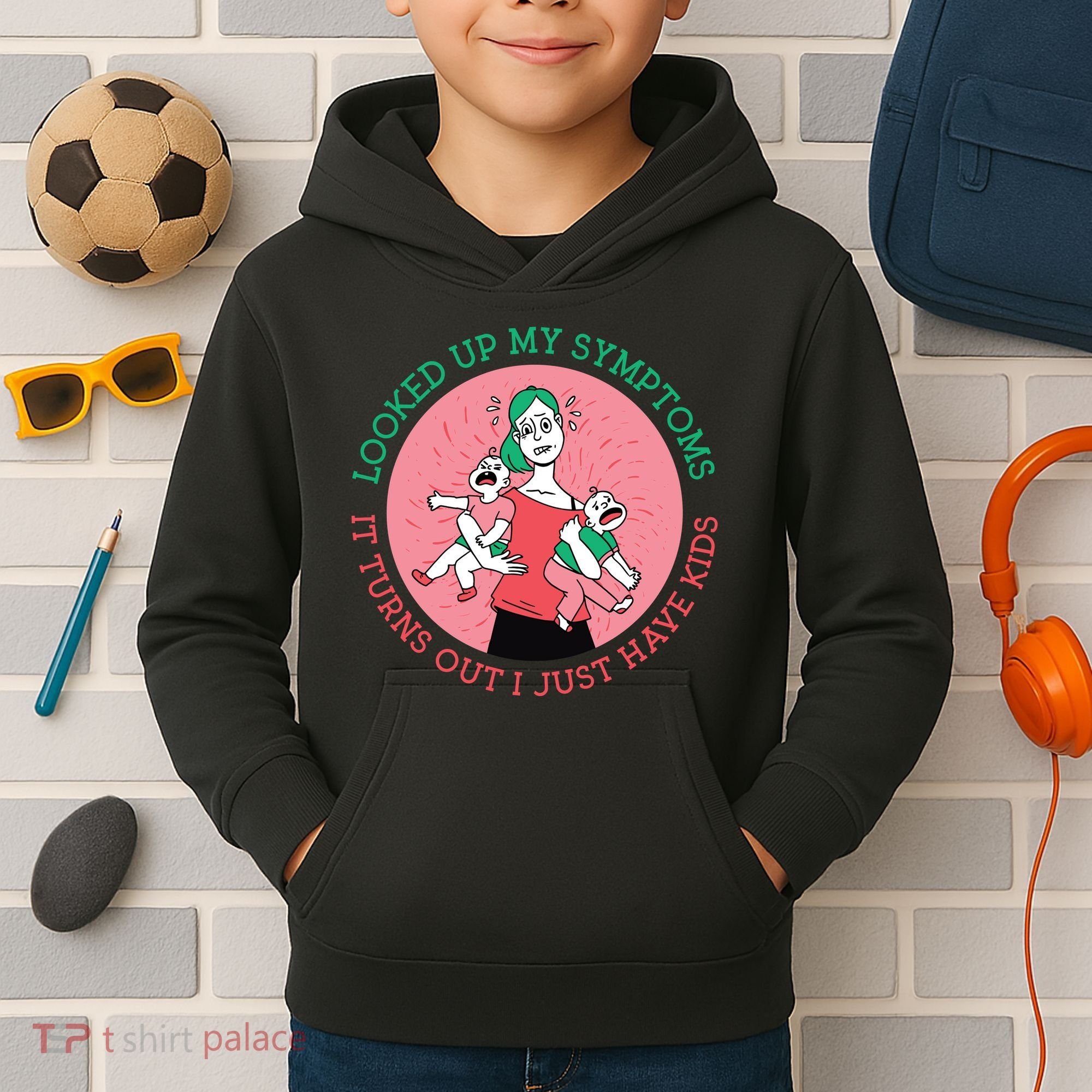 Funny Overwhelmed Mom Kids Hoodie