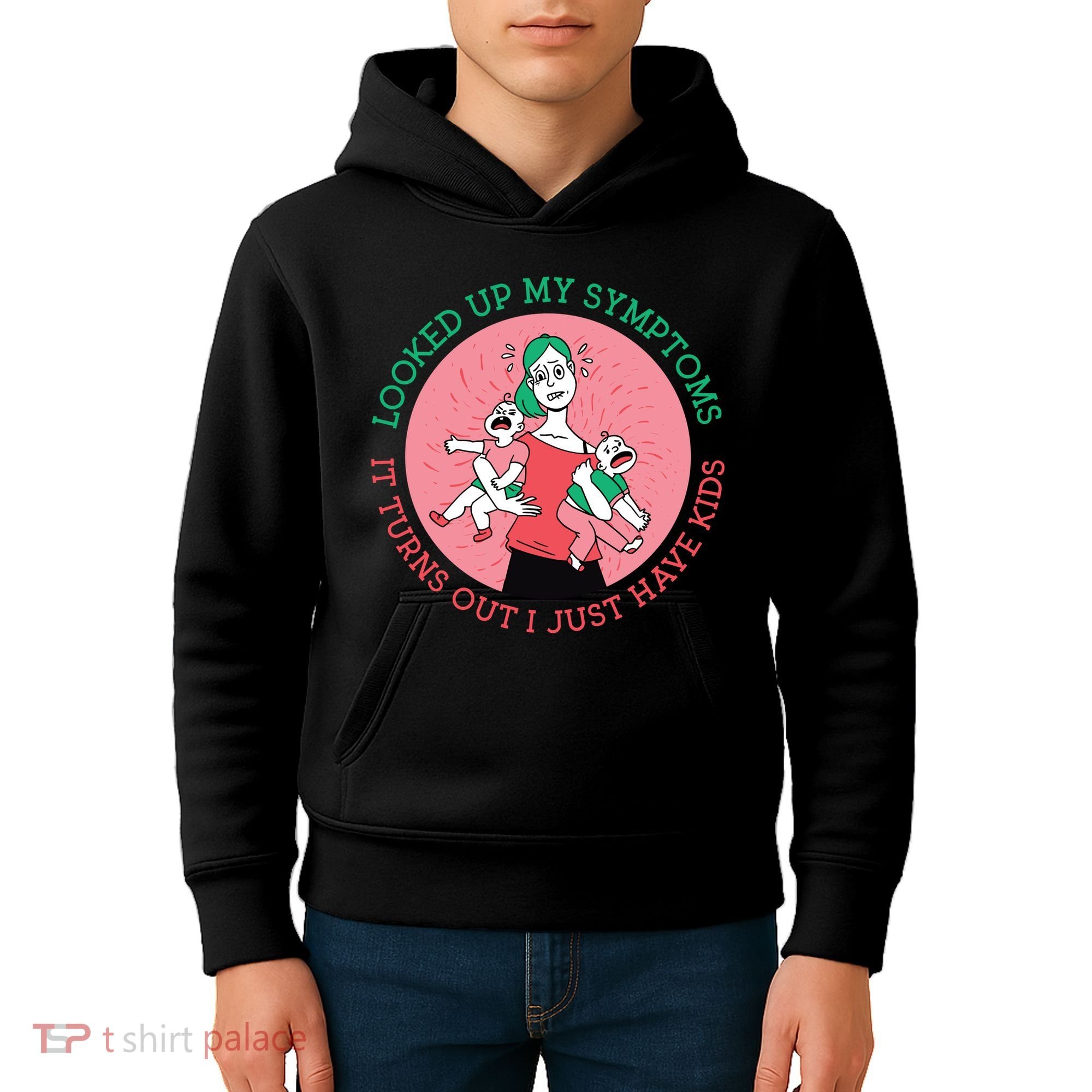 Funny Overwhelmed Mom Kids Hoodie