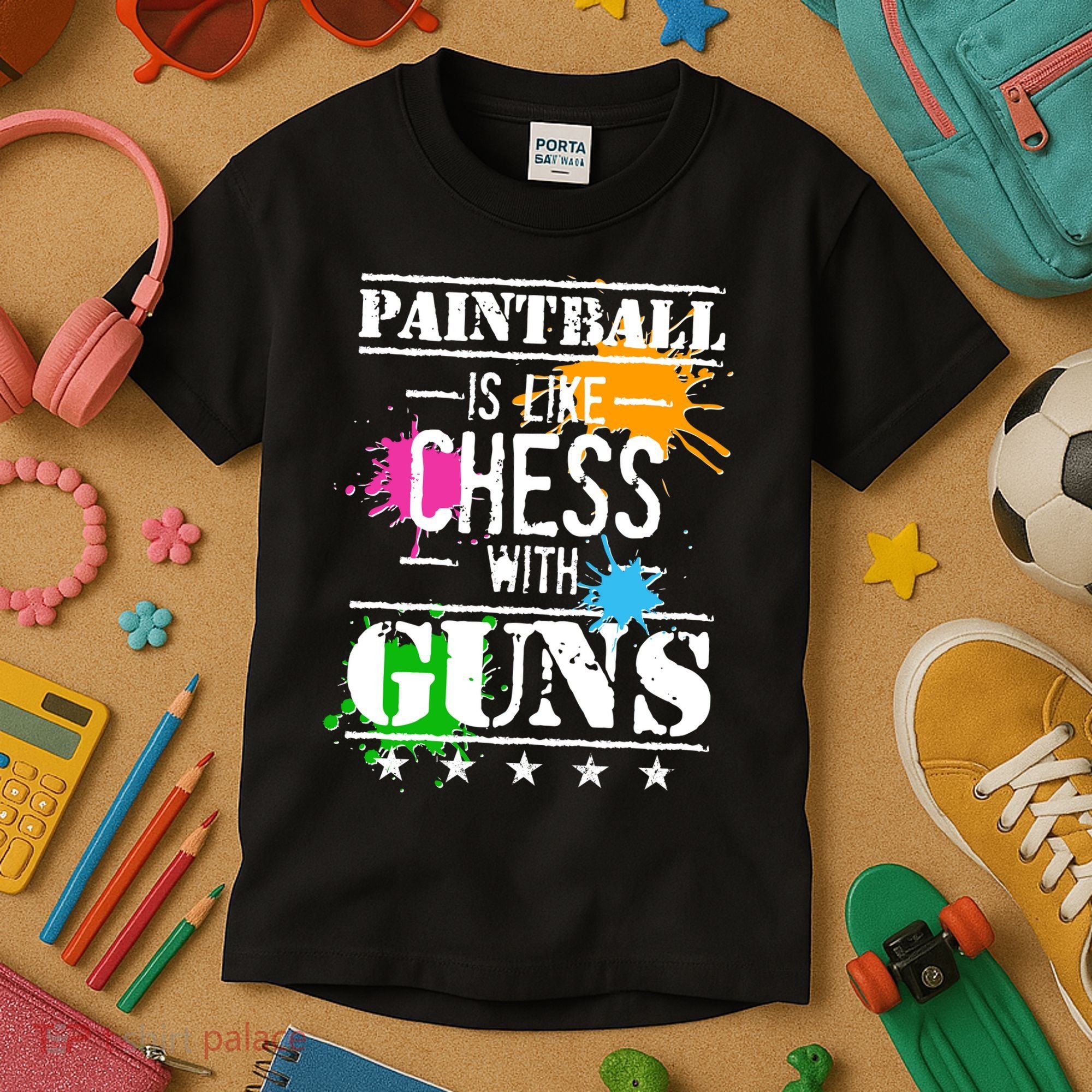 Funny Paintball Is Like Chess With Guns Kids T-Shirt