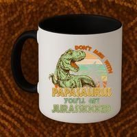 Funny Papa Don't Mess With Papasaurus Coffee Mug thumb 2