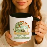 Funny Papa Don't Mess With Papasaurus Coffee Mug thumb 3