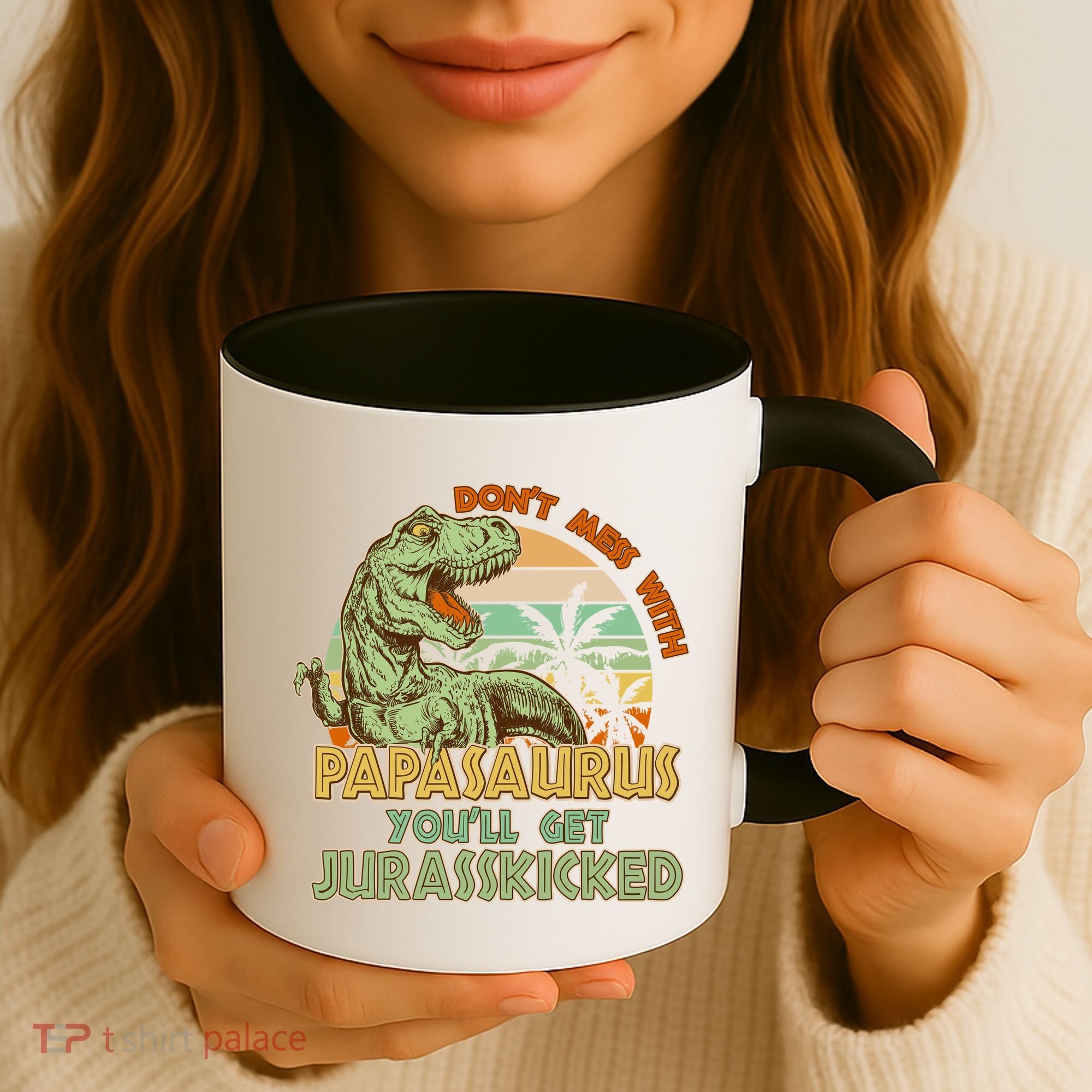 Funny Papa Don't Mess With Papasaurus Coffee Mug