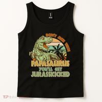 Funny Papa Don't Mess With Papasaurus Tank Top thumb 2