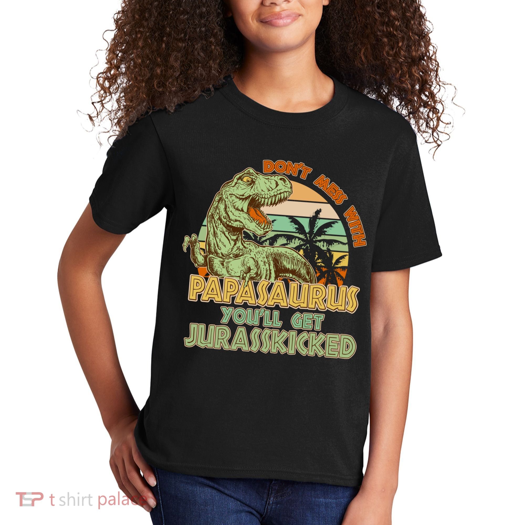 Funny Papa Don't Mess With Papasaurus Kids T-Shirt