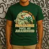 Funny Papa Don't Mess With Papasaurus T-Shirt thumb 3